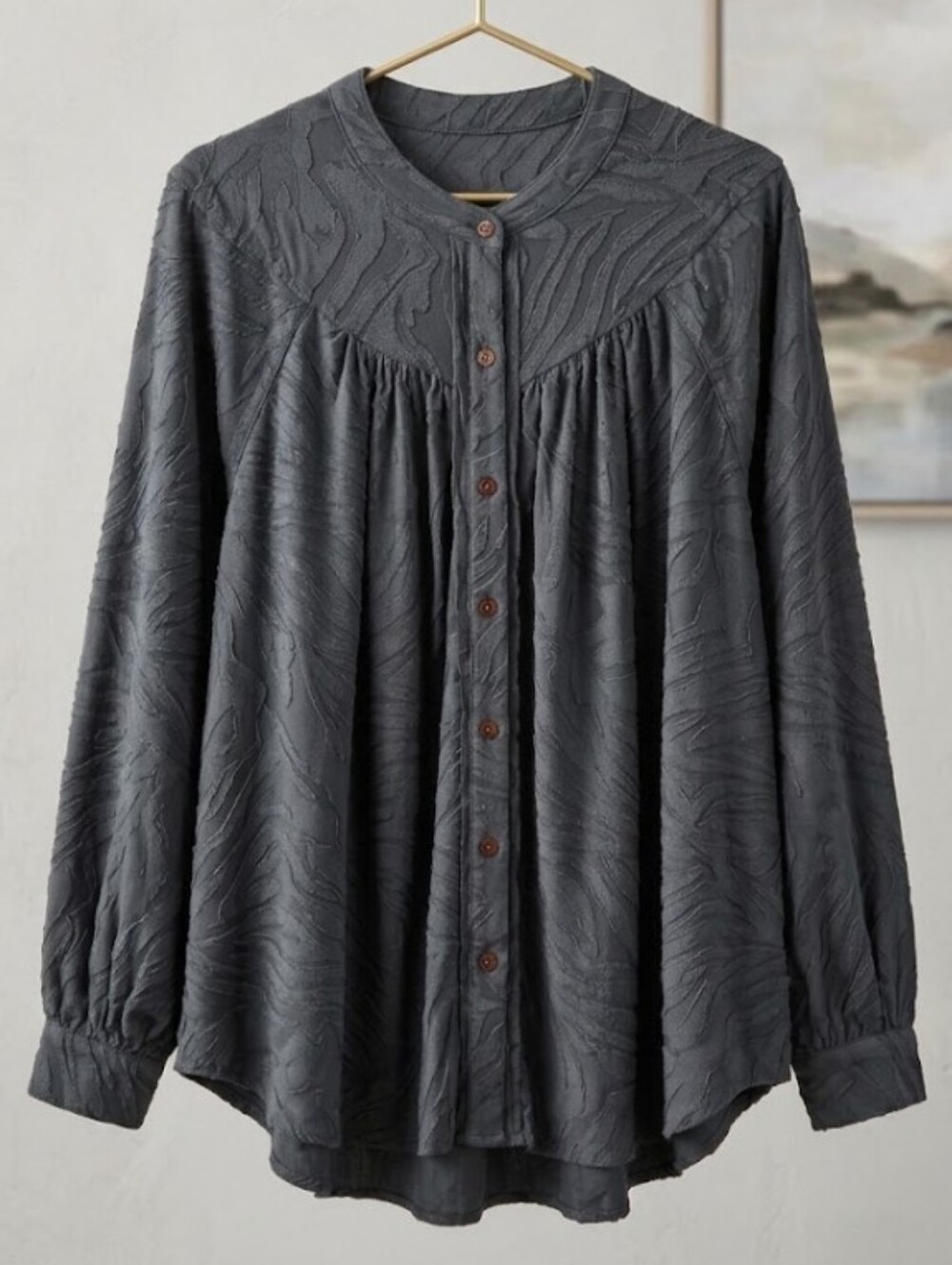 Free People Can't Stop Dreaming Tunic Button Down Dark Teal Blouse (M/L) Boho